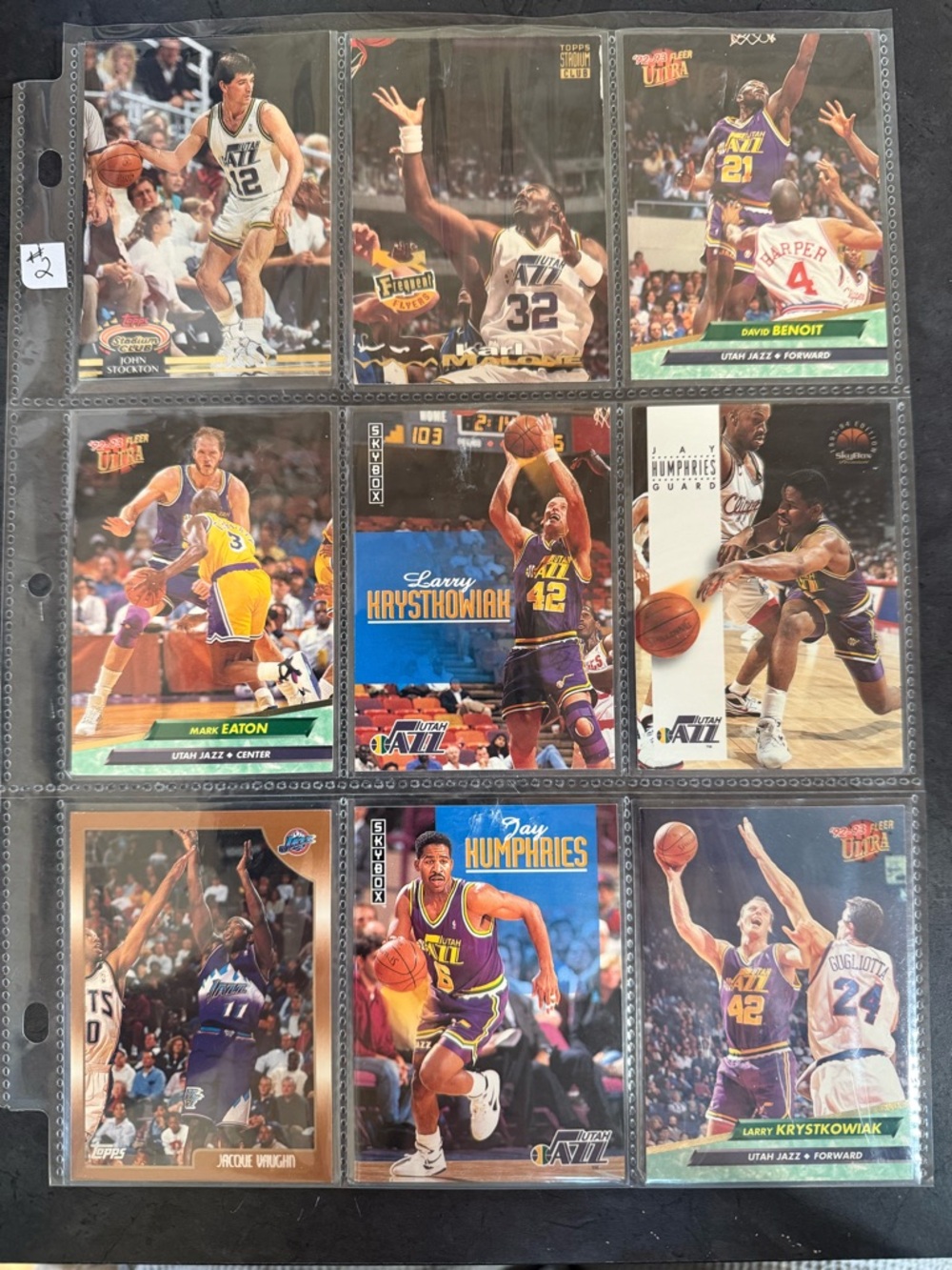 Topps Fleer SkyBox Utah Jazz NBA 1990s 9 Card Lot Malone Stockton Benoit Eaton